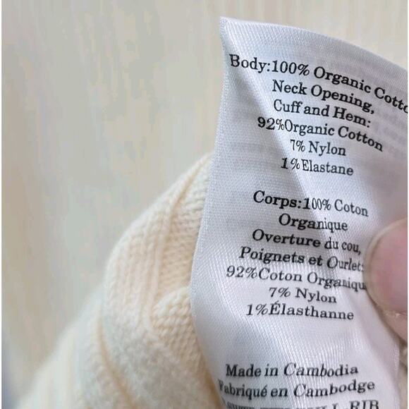 Everlane Sweater Womens Medium Cream Organic Cotton Ribbed Off White Roll Neck - Picture 9 of 10
